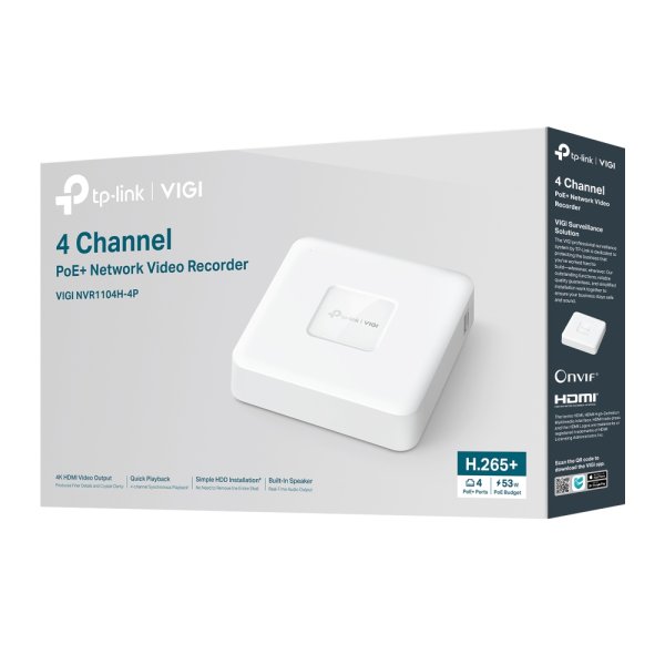 VIGI NVR1104H-4P NVR VIGI PoE+ de 4 Canales de Alta Definición