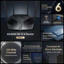 Mercusys MR80X Router AX3000 Wi-Fi 6 de Doble Banda Gigabit